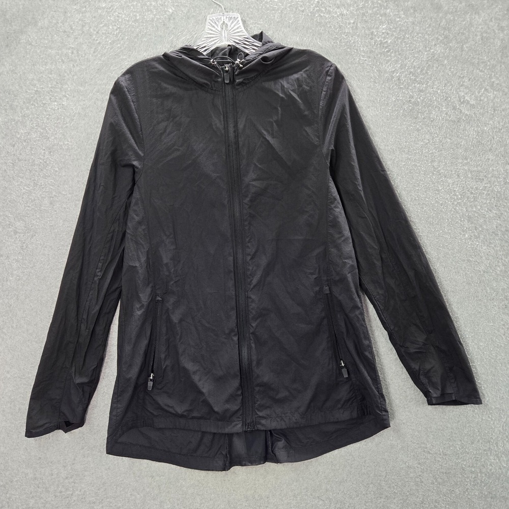 Victoria Sport Women Jacket Small Black Winbreaker Full Zip Hooded